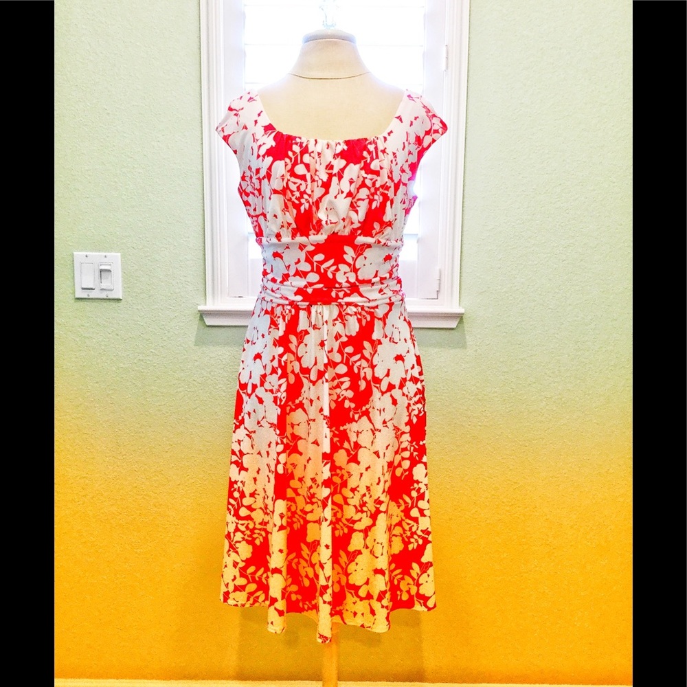 Beautiful Orange and White Floral Dress